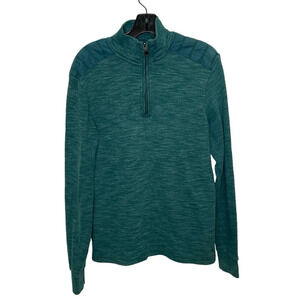 Ike Behar quarter zip space dye green pullover sweater jacket small